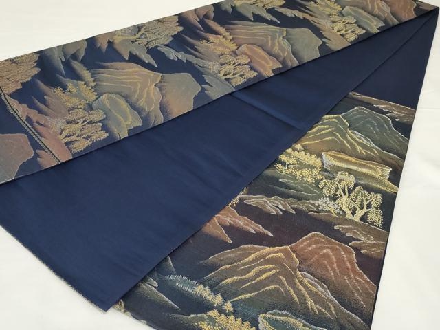 平和屋着物◎六通柄袋帯　風景文　金銀糸　正絹　逸品　AABI0330ou