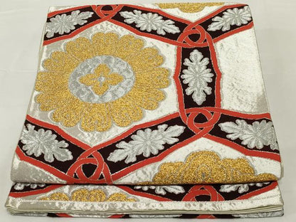 平和屋着物◎六通柄袋帯　唐織　花丸文　金銀糸　正絹　逸品　AABI0331ou