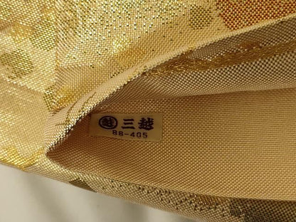 平和屋着物◎佐賀錦　六通柄袋帯　雲取り花鳥文　金糸　三越扱い　正絹　逸品　AABI0356ou