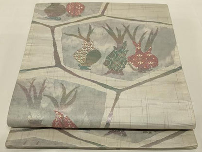 平和屋着物◎六通柄袋帯 唐織 成り物 正絹 逸品 AABI0357ou