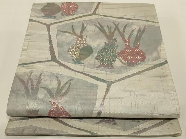 平和屋着物◎六通柄袋帯 唐織 成り物 正絹 逸品 AABI0357ou