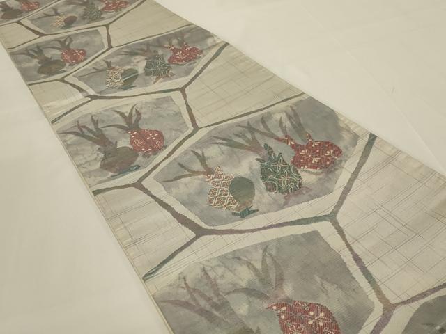 平和屋着物◎六通柄袋帯 唐織 成り物 正絹 逸品 AABI0357ou