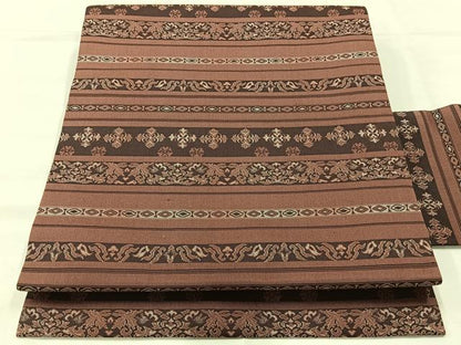 平和屋着物◎九寸名古屋帯　横段花文　正絹　逸品　AABI0363uk