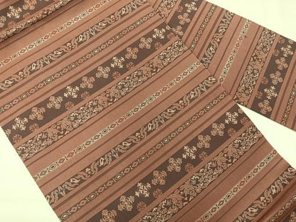 平和屋着物◎九寸名古屋帯　横段花文　正絹　逸品　AABI0363uk