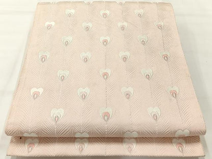 平和屋着物◎六通柄袋帯　唐織　孔雀羽文　銀糸　正絹　逸品　AABI0364uk