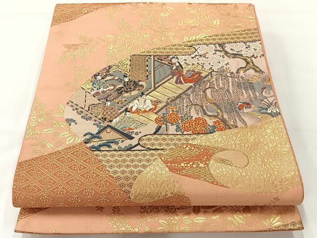 平和屋着物◎六通柄袋帯　おとぎ絵巻　金糸　正絹　逸品　AABI0370uk