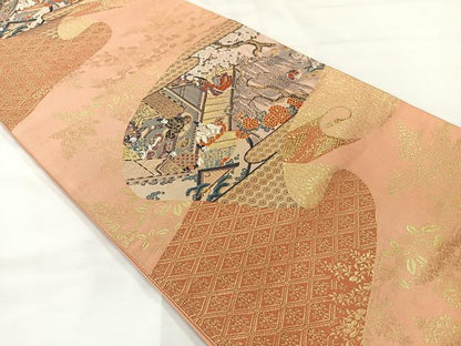 平和屋着物◎六通柄袋帯　おとぎ絵巻　金糸　正絹　逸品　AABI0370uk