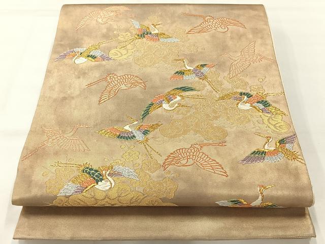 平和屋着物◎太鼓柄袋帯　唐織　飛鶴文　金糸　正絹　逸品　AABI0379uk