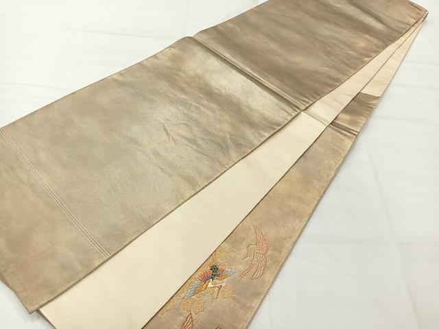 平和屋着物◎太鼓柄袋帯　唐織　飛鶴文　金糸　正絹　逸品　AABI0379uk