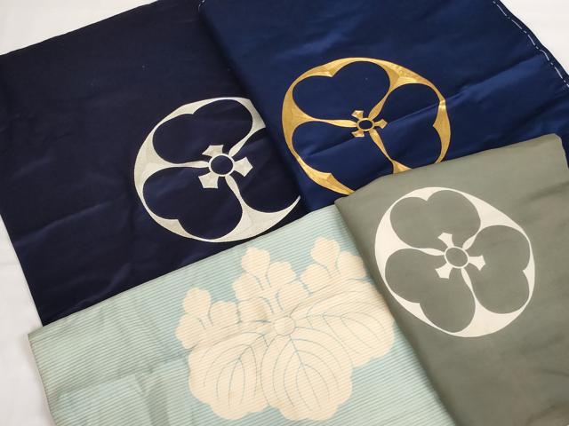 平和屋本店▼掛　袱紗4点セット　駒刺繍　片喰　五三の桐　法衣　寺院　仏具　仏教　僧侶　神職　装束　AABI0391ja