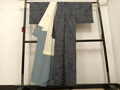 平和屋着物●本場大島紬　一元7マルキ　笹文　正絹　逸品　AABI0442ph