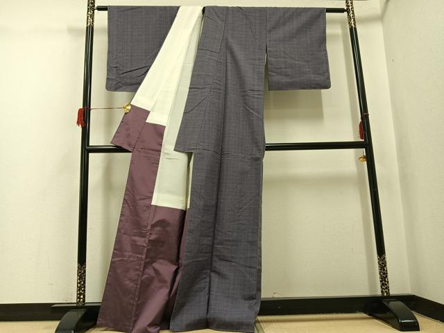 平和屋着物●上質な紬　格子　正絹　逸品　未使用　AABI0446ph