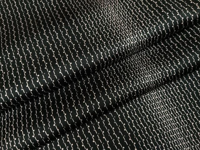 平和屋着物●上質な小紋　間道　黒地　正絹　逸品　AABI0447ph