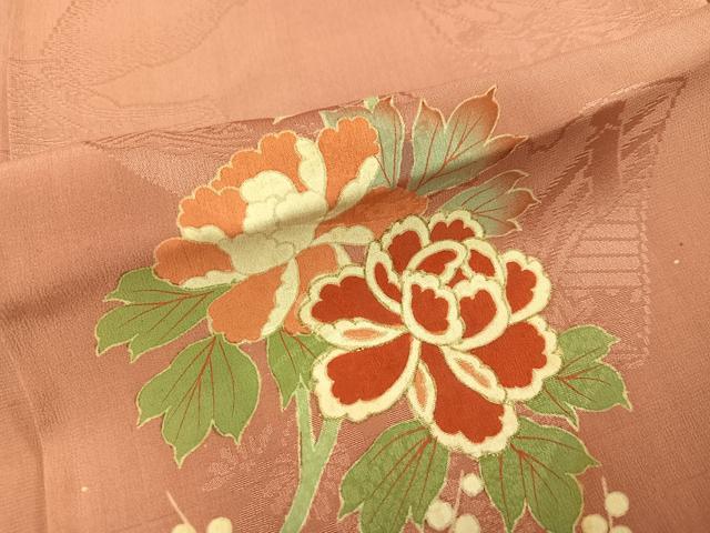 平和屋着物●アンティーク　大正ロマン　訪問着　草花冊子文　金彩　正絹　逸品　AABI0452ph