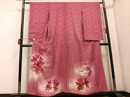 平和屋本店●アンティーク　大正ロマン　小振袖　二尺袖　草花文　暈し染め　正絹　逸品　AABI0453ph