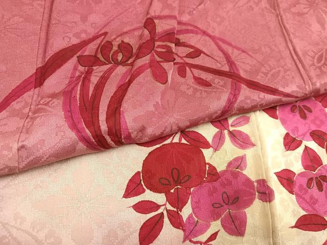 平和屋本店●アンティーク　大正ロマン　小振袖　二尺袖　草花文　暈し染め　正絹　逸品　AABI0453ph