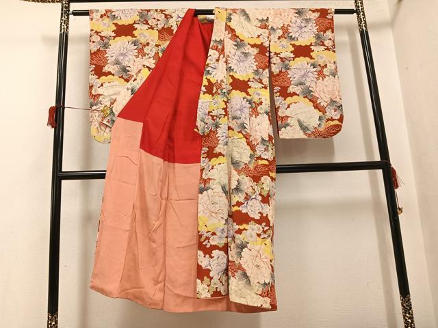 平和屋着物●アンティーク　大正ロマン　小紋　草花文　正絹　逸品　AABI0454ph