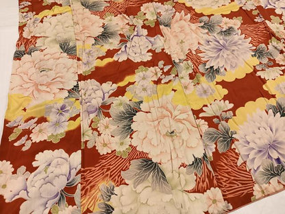 平和屋着物●アンティーク　大正ロマン　小紋　草花文　正絹　逸品　AABI0454ph