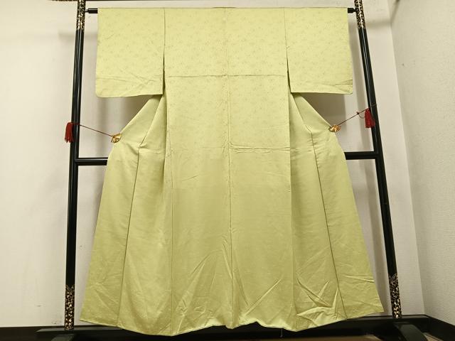 平和屋着物●上質な色無地　紋意匠　枯草色　正絹　逸品　AABI0455ph