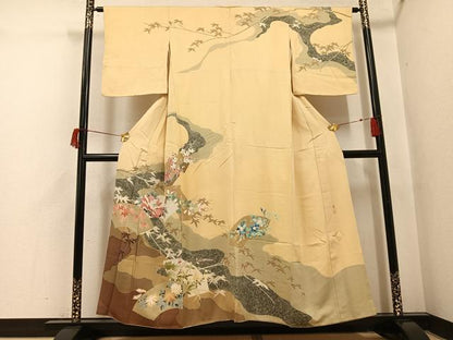 平和屋着物●染色作家　寺谷厳　訪問着　地紙草花文　正絹　逸品　AABI0456ph