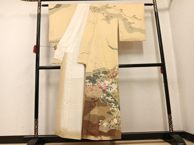 平和屋着物●染色作家　寺谷厳　訪問着　地紙草花文　正絹　逸品　AABI0456ph