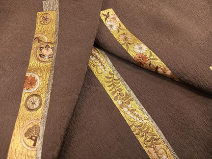平和屋着物●訪問着　刺繍　短冊花文　金彩　正絹　逸品　未使用　AABI0457ph