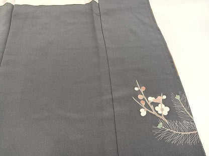 平和屋着物●豪華色留袖　駒刺繍　松竹梅草花文　暈し染め　金彩　正絹　逸品　AABI0458ph