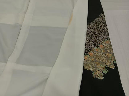 平和屋着物●豪華黒留袖　草花丸文　金彩　正絹　逸品　AABI0469ph