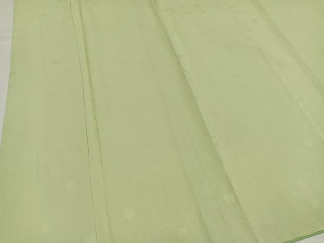 平和屋着物●上質な色無地　楓地紋　若芽色　正絹　逸品　AABI0470ph
