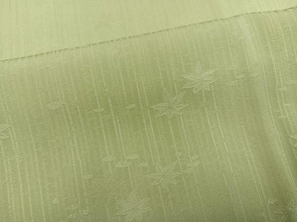 平和屋着物●上質な色無地　楓地紋　若芽色　正絹　逸品　AABI0470ph
