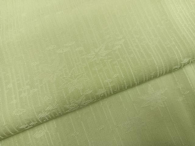 平和屋着物●上質な色無地　楓地紋　若芽色　正絹　逸品　AABI0470ph