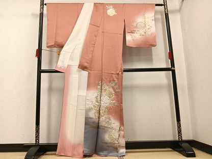 平和屋着物●訪問着　刺繍　雪輪草花文　暈し染め　金銀彩　やまと誂製　正絹　逸品　AABI0472ph