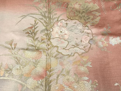 平和屋着物●訪問着　刺繍　雪輪草花文　暈し染め　金銀彩　やまと誂製　正絹　逸品　AABI0472ph