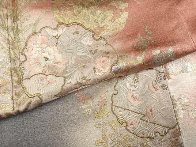 平和屋着物●訪問着　刺繍　雪輪草花文　暈し染め　金銀彩　やまと誂製　正絹　逸品　AABI0472ph