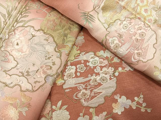 平和屋着物●訪問着　刺繍　雪輪草花文　暈し染め　金銀彩　やまと誂製　正絹　逸品　AABI0472ph