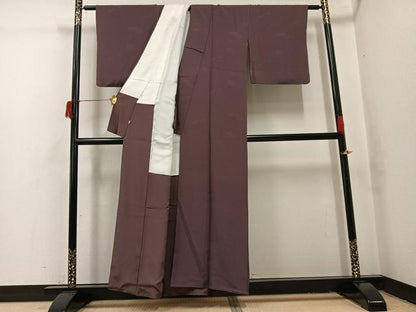 平和屋着物●上質な色無地　赤褐色　正絹　逸品　AABI0473ph