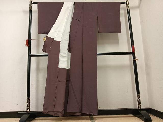 平和屋着物●上質な色無地　赤褐色　正絹　逸品　AABI0473ph