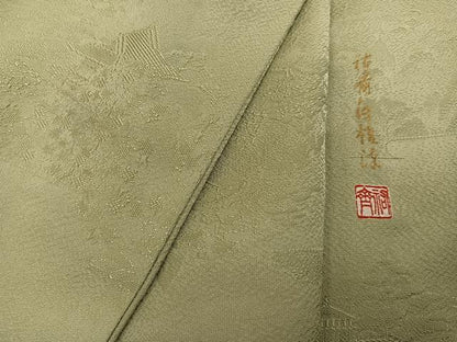 平和屋着物●上質な色無地　作家物　祐斎　白梅染　風景樹林文　蒸栗色　正絹　逸品　AABI0474ph