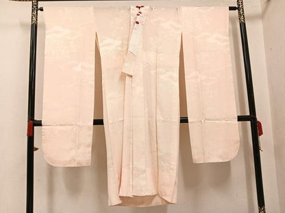 平和屋着物●振袖用長襦袢　無双仕立て　花地紋　半衿刺繍　正絹　逸品　AABI0475ph