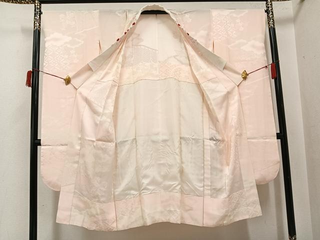 平和屋着物●振袖用長襦袢　無双仕立て　花地紋　半衿刺繍　正絹　逸品　AABI0475ph