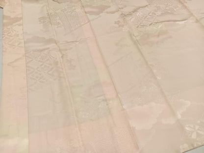 平和屋着物●振袖用長襦袢　無双仕立て　花地紋　半衿刺繍　正絹　逸品　AABI0475ph
