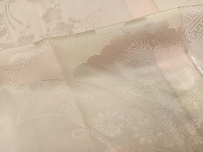 平和屋着物●振袖用長襦袢　無双仕立て　花地紋　半衿刺繍　正絹　逸品　AABI0475ph