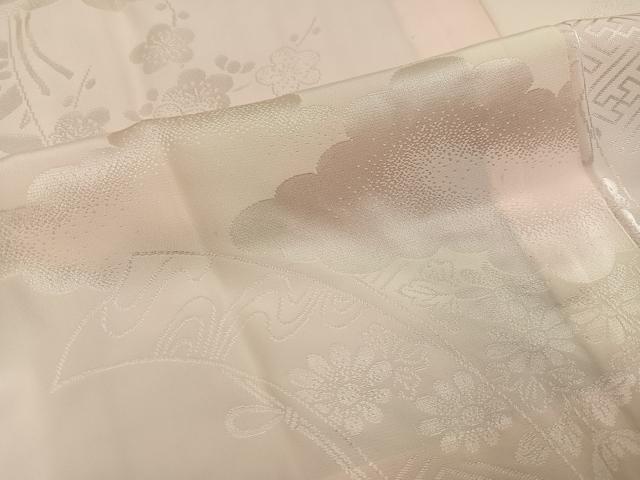 平和屋着物●振袖用長襦袢　無双仕立て　花地紋　半衿刺繍　正絹　逸品　AABI0475ph