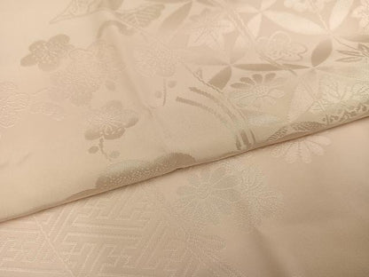 平和屋着物●振袖用長襦袢　無双仕立て　花地紋　半衿刺繍　正絹　逸品　AABI0475ph