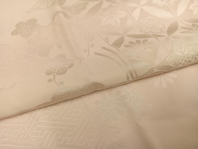 平和屋着物●振袖用長襦袢　無双仕立て　花地紋　半衿刺繍　正絹　逸品　AABI0475ph