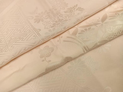 平和屋着物●振袖用長襦袢　無双仕立て　花地紋　半衿刺繍　正絹　逸品　AABI0475ph