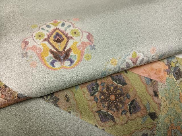 平和屋着物●訪問着　舞花文　暈し染め　正絹　逸品　AABI0478ph