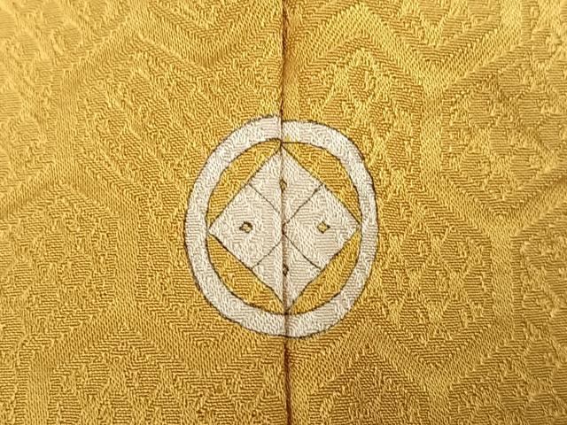 平和屋着物●上質な色無地　毘沙門亀甲地紋　黄朽葉色　正絹　逸品　AABI0480ph