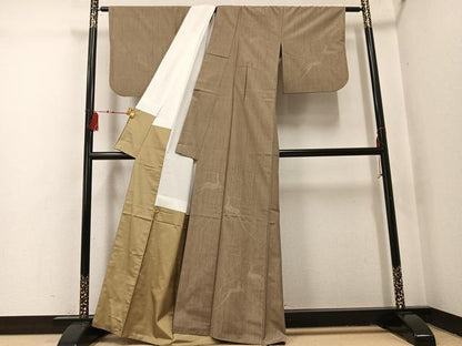平和屋着物●訪問着　紬地　鹿　三越扱い　正絹　逸品　AABI0482ph