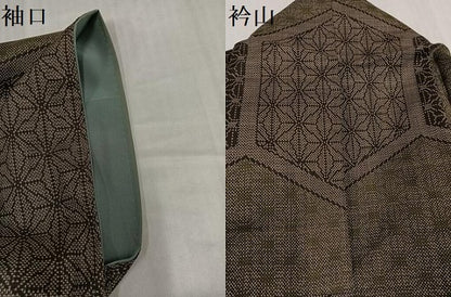平和屋着物●本場大島紬　一元7マルキ　麻の葉亀甲文　正絹　逸品　AABI0484ph